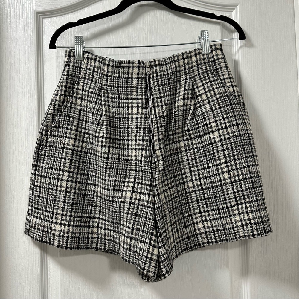 SANDRO Checked Wool-Blend Shorts Black Sz FR 38/US 6